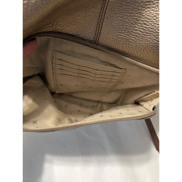 Fossil Metallic Gold Leather Double-Sided Messenger Bag - Picture 6 of 13